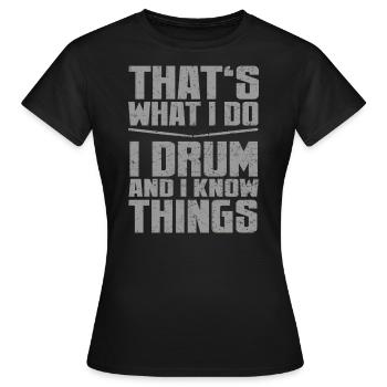 Batteur batterie percussions batterie - T-shirt Femme - noir - Devant - AI Model Female 172 dark (172cm)