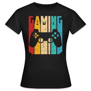Gaming Retro Gamer Onlinegames Controller Joystick - Frauen T-Shirt - Schwarz - Vorne - AI Model Female 172 dark (172cm)