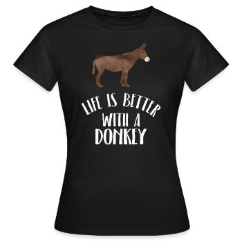 Animaux drôles Photos Donkey Animal Love Donkey - T-shirt Femme - noir - Devant - AI Model Female 172 dark (172cm)