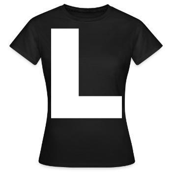 Lettre Initiales L - T-shirt Femme - noir - Devant - AI Model Female 172 dark (172cm)