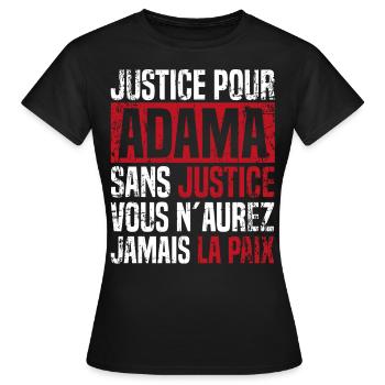 Égalité Anti Racisme Justive Pour Adama - T-shirt Femme - noir - Devant - AI Model Female 172 dark (172cm)