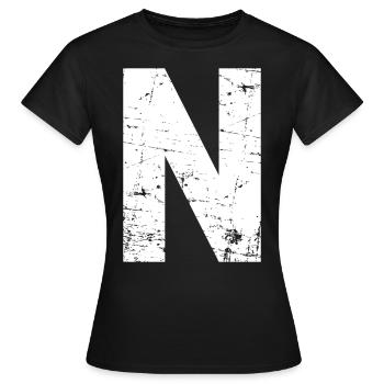Lettre N - T-shirt Femme - noir - Devant - AI Model Female 172 dark (172cm)