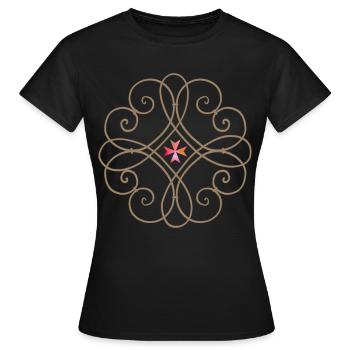 Jesus Christus, Schmiedeeisen-Mandala, Jesus-Kreuz - Frauen T-Shirt - Schwarz - Vorne - AI Model Female 172 dark (172cm)