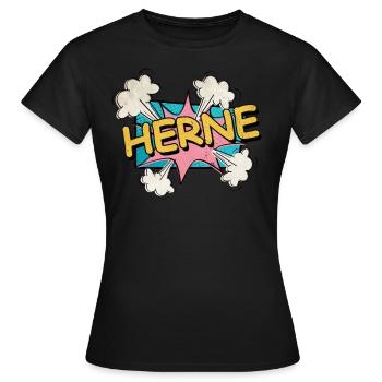 Herne Deutschland Stadt Schrift Pop Art Comic - Frauen T-Shirt - Schwarz - Vorne - AI Model Female 172 dark (172cm)