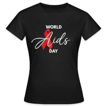 Ruban rouge de sensibilisation au maillot de la Journée mondiale du sida - T-shirt Femme - noir - Devant - AI Model Female 172 dark (172cm)