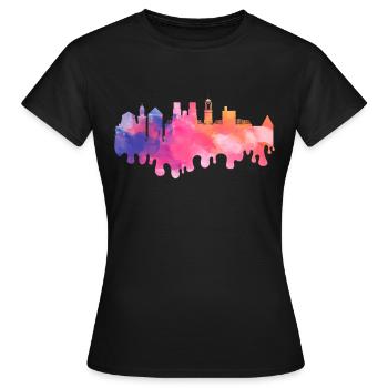 Rennes France City Skyline Splash Coloré - T-shirt Femme - noir - Devant - AI Model Female 172 dark (172cm)