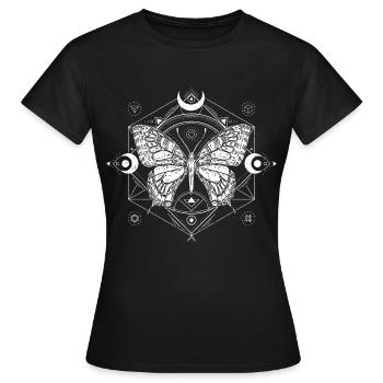 Okkult Gothic Mondphasen Motte - Frauen T-Shirt - Schwarz - Vorne - AI Model Female 172 dark (172cm)