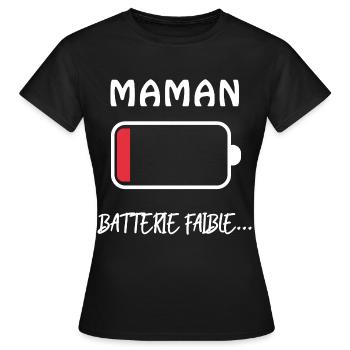 Maman Batterie faible Humour Mère Fatiguée - T-shirt Femme - noir - Devant - AI Model Female 172 dark (172cm)