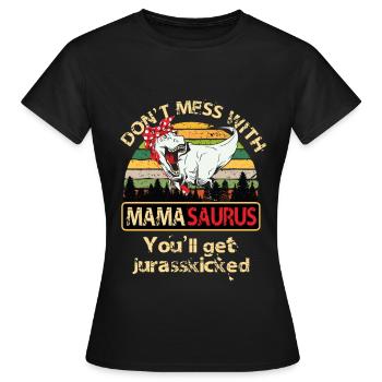 Mamasaurus Rex Mother's Day Mum Gift - Women's T-Shirt - black - Front - AI Model Female 172 dark (172cm)