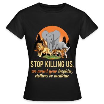 T-shirt de protection des animaux pour animaux - T-shirt Femme - noir - Devant - AI Model Female 172 dark (172cm)