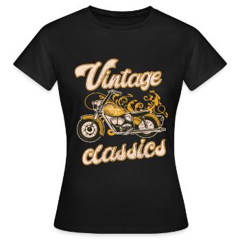 Motard moto vintage rockabilly années 50 - T-shirt Femme - noir - Devant - AI Model Female 172 dark (172cm)