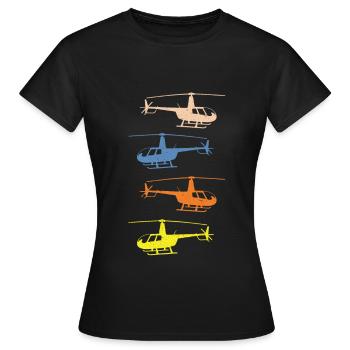 R44 Hubschrauber Helikopter Fluglehrer Flugschüler - Frauen T-Shirt - Schwarz - Vorne - AI Model Female 172 dark (172cm)
