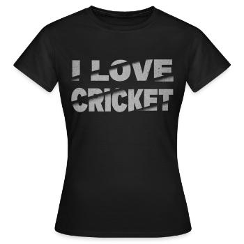 I Love Cricket Cricketer Batsman Sports - Women's T-Shirt - black - Front - AI Model Female 172 dark (172cm)