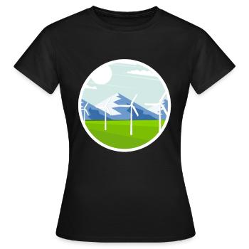 Montagnes et éolien Énergie durable - T-shirt Femme - noir - Devant - AI Model Female 172 dark (172cm)
