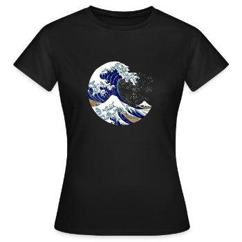 La grande vague au large de Kanagawa Crescent Kleis - T-shirt Femme - noir - Devant - AI Model Female 172 dark (172cm)