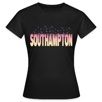 Southampton England UK Stadt Schrift Vögel Skyline - Frauen T-Shirt - Schwarz - Vorne - AI Model Female 172 dark (172cm)