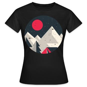 T-shirt de randonnée en montagne à géométrie minimale des montagnes - T-shirt Femme - noir - Devant - AI Model Female 172 dark (172cm)