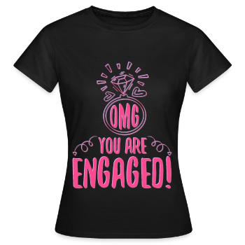 My God You Are Engaged Engagement - Women's T-Shirt - black - Front - AI Model Female 172 dark (172cm)