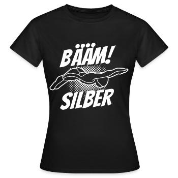 Silber Schwimmer Prüfung Silber Schwimmabzeichen - Frauen T-Shirt - Schwarz - Vorne - AI Model Female 172 dark (172cm)