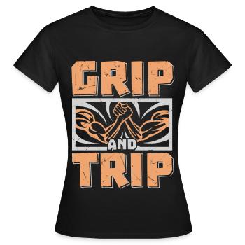 Grip And Trip Arm Wrestling - Women's T-Shirt - black - Front - AI Model Female 172 dark (172cm)