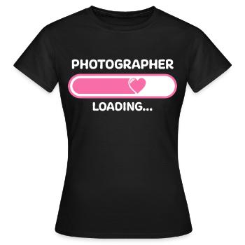 Photographer Loading Loading Bar - Women's T-Shirt - black - Front - AI Model Female 172 dark (172cm)