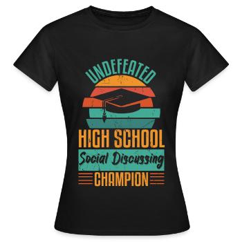 Undefeated Social Discussing Champion - Women's T-Shirt - black - Front - AI Model Female 172 dark (172cm)