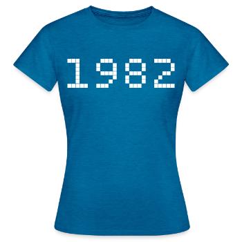 1982 Année de naissance - T-shirt Femme - bleu saphir antique chiné - Devant - AI Model Female 172 dark (172cm)