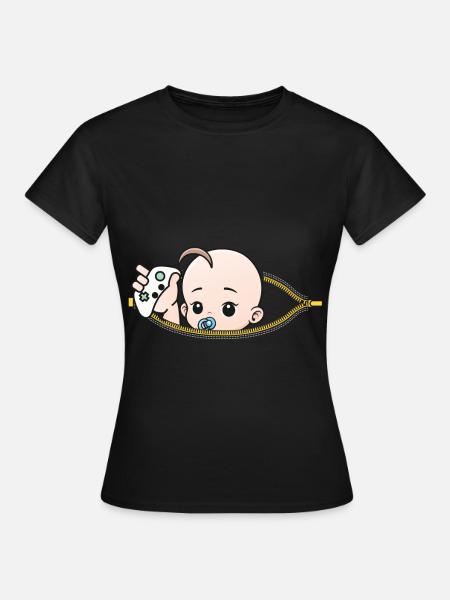 Pregnancy Game Controller Pregnant Gift - Women's T-Shirt - black
