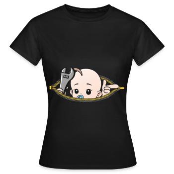 Grossesse mécanicien Mech enceinte cadeau - T-shirt Femme - noir - Devant - AI Model Female 172 dark (172cm)