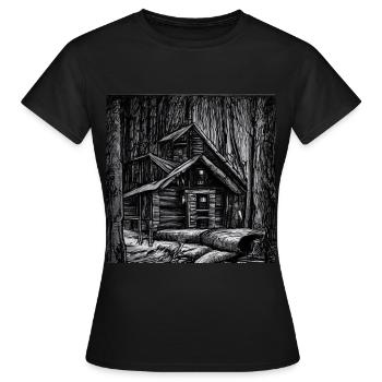 Cabane en Foret 2 - T-shirt Femme - noir - Devant - AI Model Female 172 dark (172cm)