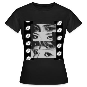 Lèvres fixes - T-shirt Femme - noir - Devant - AI Model Female 172 dark (172cm)