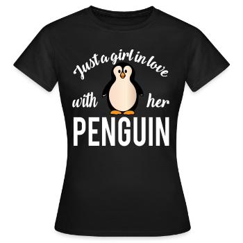 Fille de pingouin fille d'amour aime son pingouin - T-shirt Femme - noir - Devant - AI Model Female 172 dark (172cm)