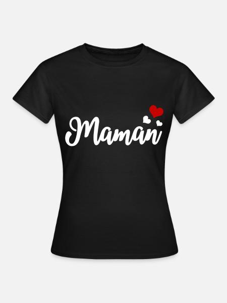 Maman Herzen - Frauen T-Shirt - Schwarz