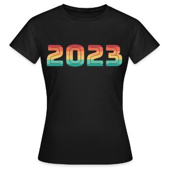 2023 Jahreswechsel Geschenkidee - Frauen T-Shirt - Schwarz - Vorne - AI Model Female 172 dark (172cm)