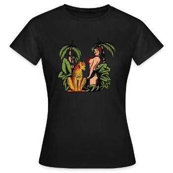 QueenoftheJungle - Frauen T-Shirt - Schwarz - Vorne - AI Model Female 172 dark (172cm)