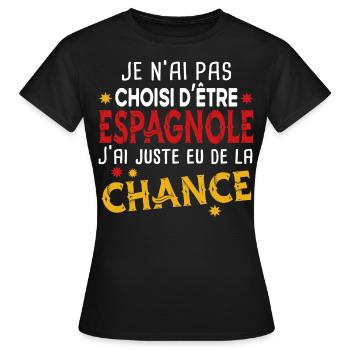 Espagnole Espagne Femme Chance Cadeau Pays Humour - T-shirt Femme - noir - Devant - AI Model Female 172 dark (172cm)