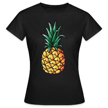 Tshirt Mit Ananas Damen Annanass Annanas Kostüm - Frauen T-Shirt - Schwarz - Vorne - AI Model Female 172 dark (172cm)