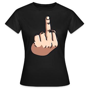 Tshirt Mittelfinger Damen Herren mit Stinkefinger - Frauen T-Shirt - Schwarz - Vorne - AI Model Female 172 dark (172cm)