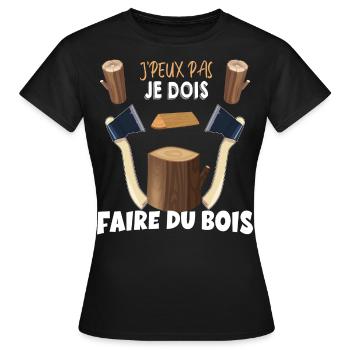 Faire Du Bois C'est Pour Moi Cadeau Homme - T-shirt Femme - noir - Devant - AI Model Female 172 dark (172cm)