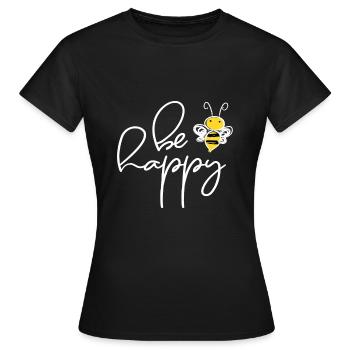 Be Happy - Frauen T-Shirt - Schwarz - Vorne - AI Model Female 172 dark (172cm)