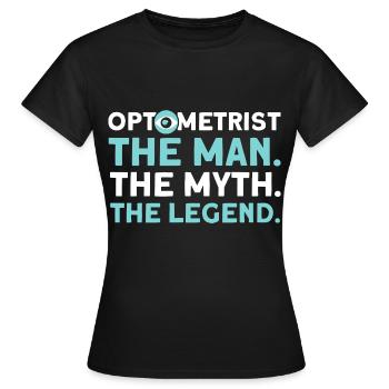 Ophtalmologiste Optométrie Opticien Opticien Opticien Opticien Opticien - T-shirt Femme - noir - Devant - AI Model Female 172 dark (172cm)