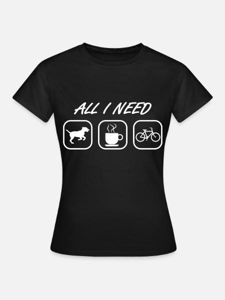 Chien vélo café - T-shirt Femme - noir