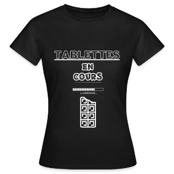 tablettes en cours humour - T-shirt Femme - noir - Devant - AI Model Female 172 dark (172cm)