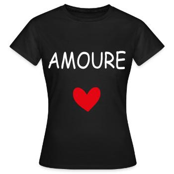 AMOUR COEUR - T-shirt Femme - noir - Devant - AI Model Female 172 dark (172cm)