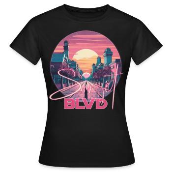 Sunset Boulevard Los Angeles Kalifornien USA - Frauen T-Shirt - Schwarz - Vorne - AI Model Female 172 dark (172cm)