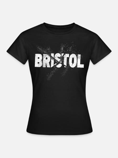 Bristol England UK Stadt Schrift Grunge Skyline - Frauen T-Shirt - Schwarz
