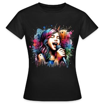 Fille qui aime chanter - T-shirt Femme - noir - Devant - AI Model Female 172 dark (172cm)