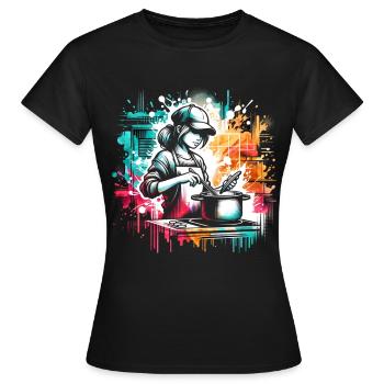 girl who love cooking - Women's T-Shirt - black - Front - AI Model Female 172 dark (172cm)