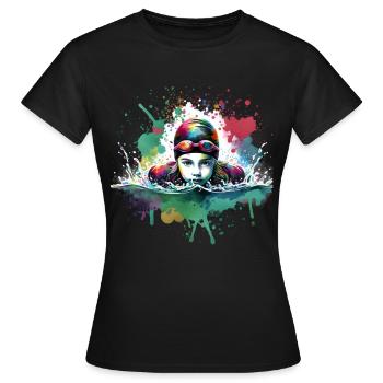 fille qui aime nager - T-shirt Femme - noir - Devant - AI Model Female 172 dark (172cm)