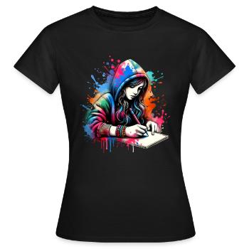 Mädchen, die gerne schreiben - Frauen T-Shirt - Schwarz - Vorne - AI Model Female 172 dark (172cm)